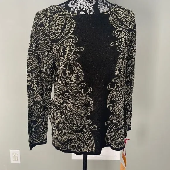 Ruby Rd Metallic Paisley Jacquard Sweater - Picture 2 of 4